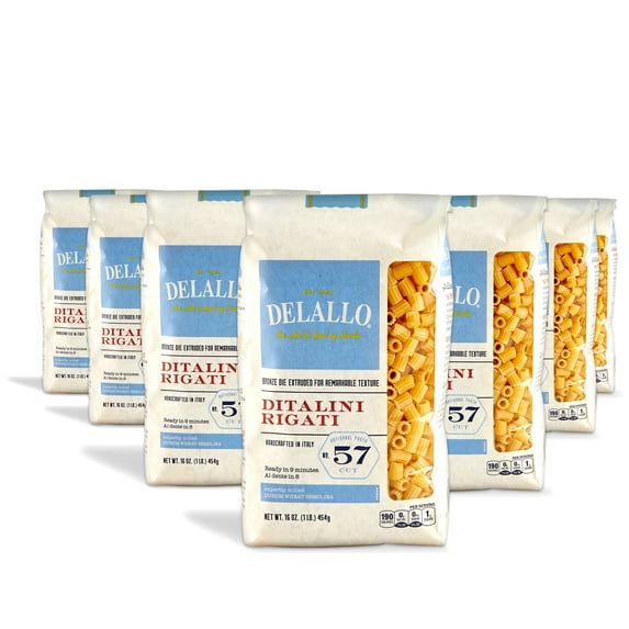 DeLallo Ditalini Pasta, Non-GMO, Kosher, 16 oz Bag, (7 Pack)