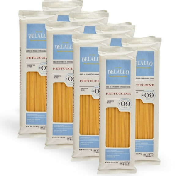 DeLallo Fettuccine Pasta, Non-GMO, Kosher, 16 oz Bag, (8 Pack)