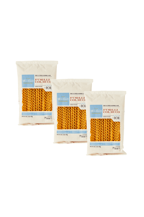 Fusilli Col Buco Pasta, Made in Italy, Non-GMO, Kosher, 1 lb Bag, (3 Pack)