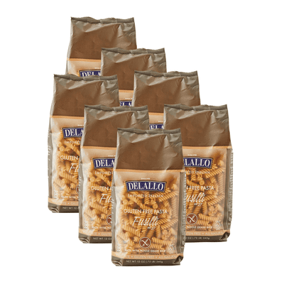 DeLallo Gluten-Free Fusilli Pasta, Made with Brown Rice Flour, Non-GMO, 12 oz Bag, (7 Pack)