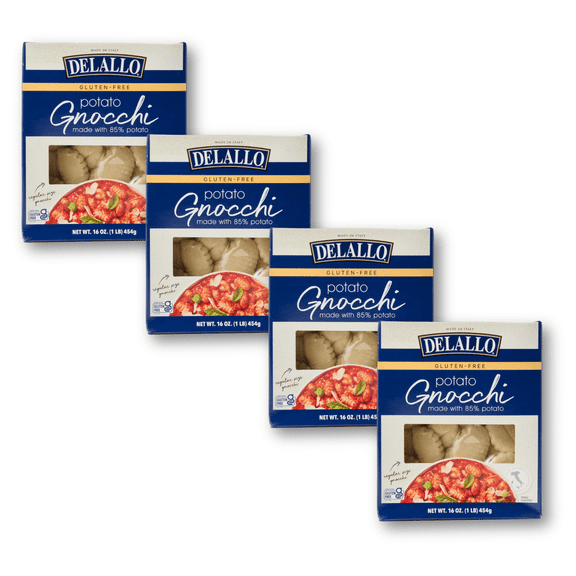 DeLallo Gluten-Free Gnocchi Pasta, Made in Italy, Non-GMO, 16 oz Box, (4 Pack)