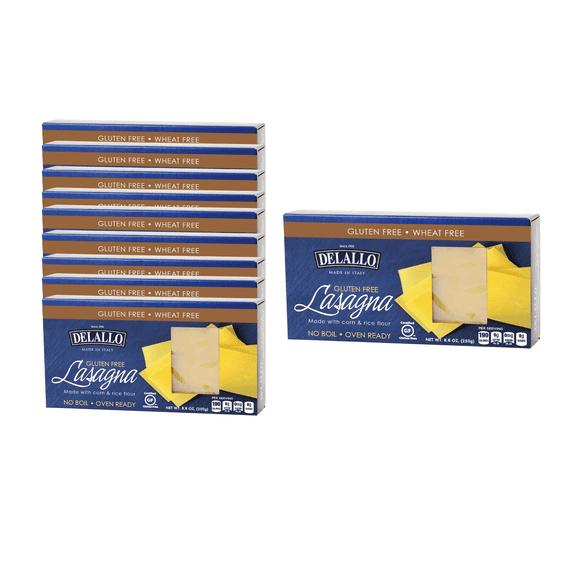 DeLallo Gluten Free Lasagna Noodles, No Boil, Oven Ready, Non-GMO, 8.8 oz Box, (10 Pack)