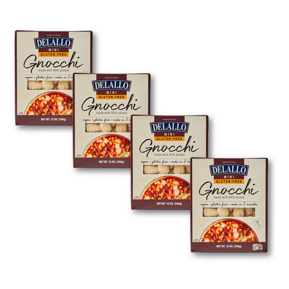 DeLallo Gluten-Free Mini Gnocchi Pasta, Non-GMO, Vegan, Kosher, 12 oz Box, (4 Pack)