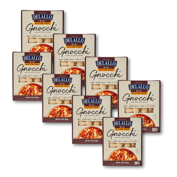 DeLallo Gluten-Free Mini Gnocchi Pasta, Non-GMO, 12 oz Box, (8 Pack)