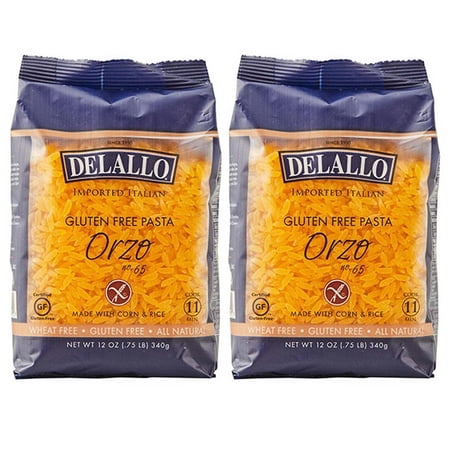 DeLallo Gluten Free Orzo Pasta, Made in Italy, 12 oz Bag, (2 Pack)