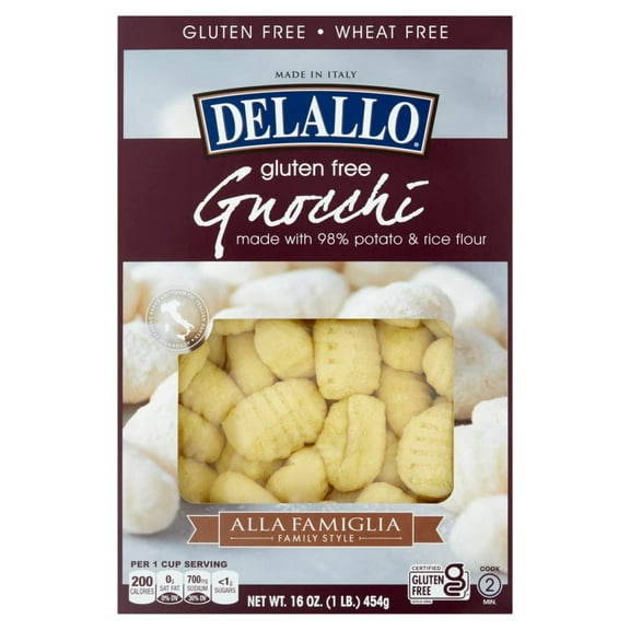 DeLallo Gluten-Free Potato & Rice Gnocchi, 16oz Box, 6-Pack