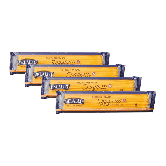 DeLallo Gluten-Free Spaghetti Pasta, Made with Corn & Rice Flour, Non-GMO, 12 oz Bag, (4 Pack)