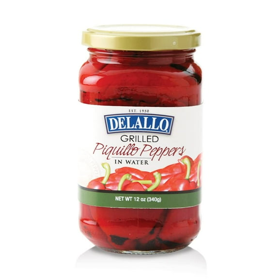 DeLallo Grilled Piquillo Peppers, 12oz Jar, 12-Pack