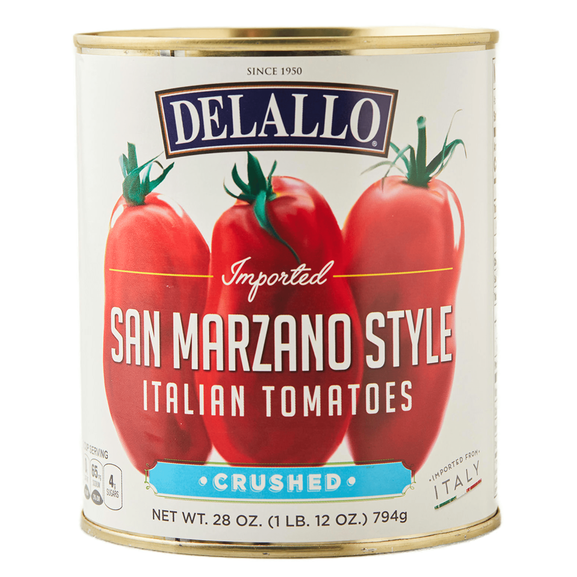 DeLallo Imported San Marzano Style Italian Crushed Sweet Tomatoes, Shelf Stable, 28 oz Can
