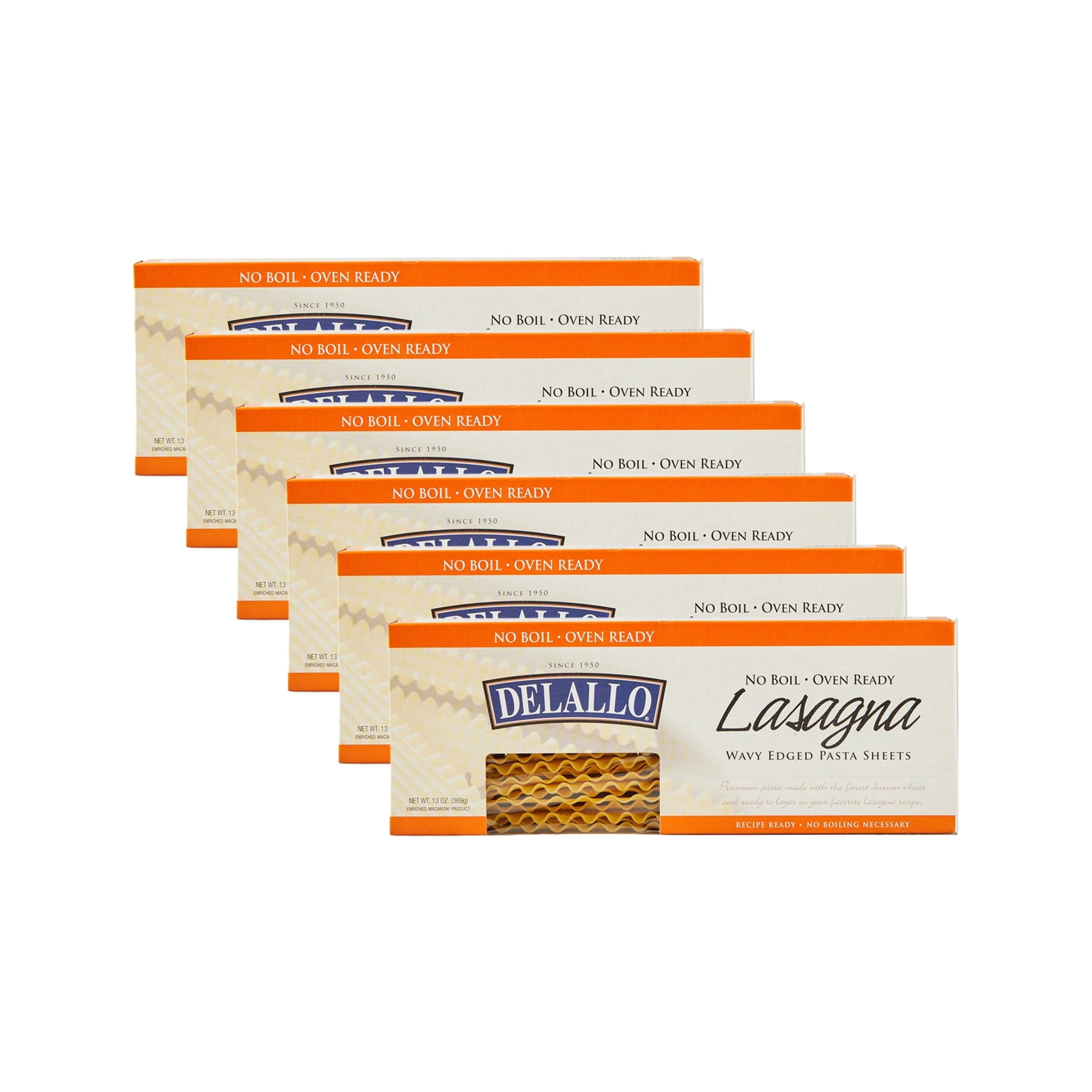 DeLallo No-Boil Lasagna Sheets, 13.2 oz Box, 6 Pack, Oven Ready, Made ...