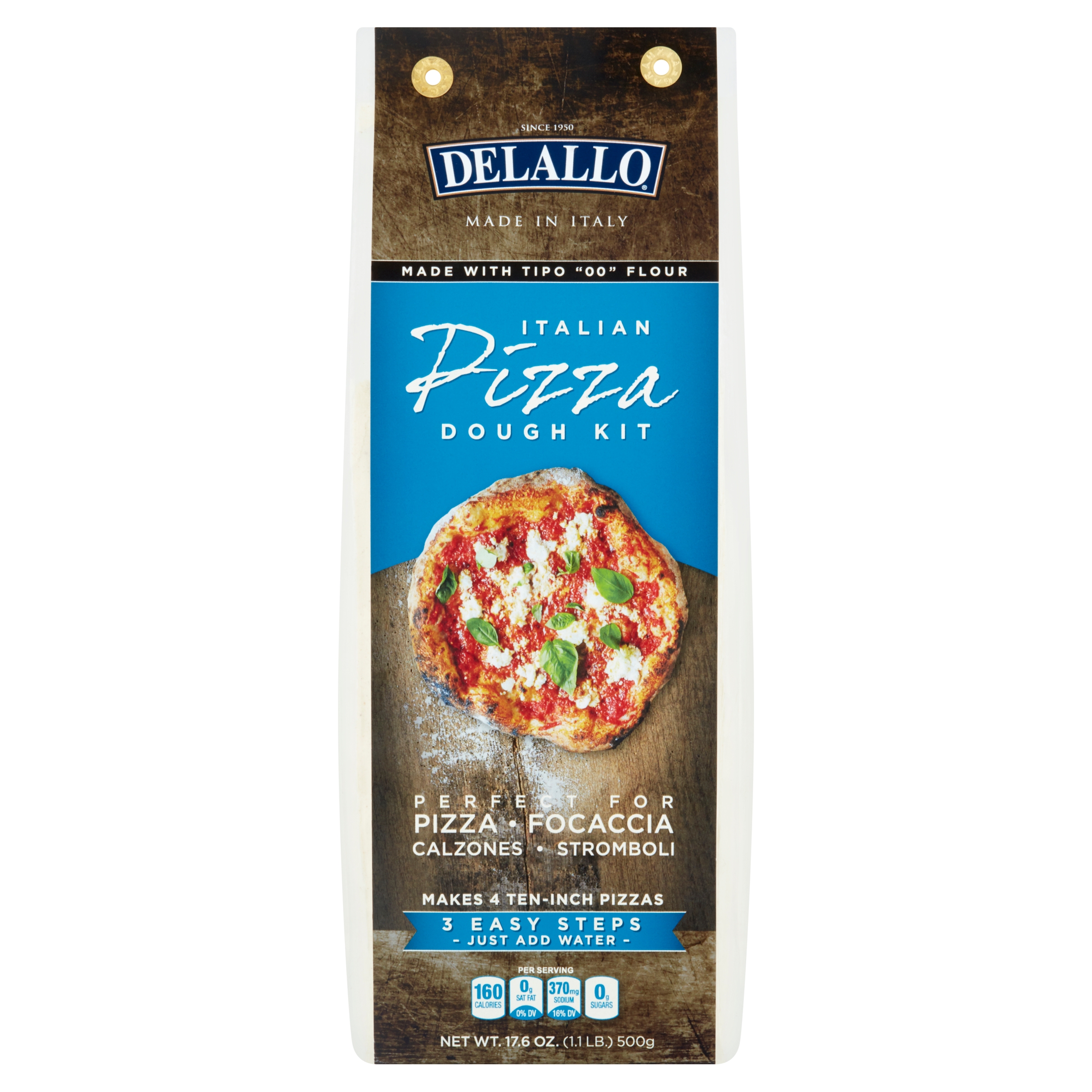 DeLallo Pizza Dough Kit, Italian Pizzeria-Style Crust Mix, Shelf Stable, 17.6 oz Bag - image 1 of 9