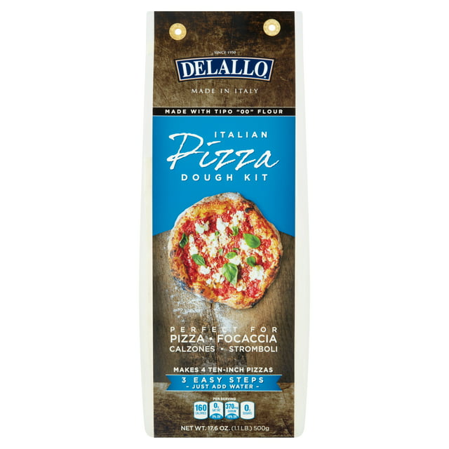 DeLallo Pizza Dough Kit, Italian Pizzeria-Style Crust Mix, Shelf Stable, 17.6 oz Bag