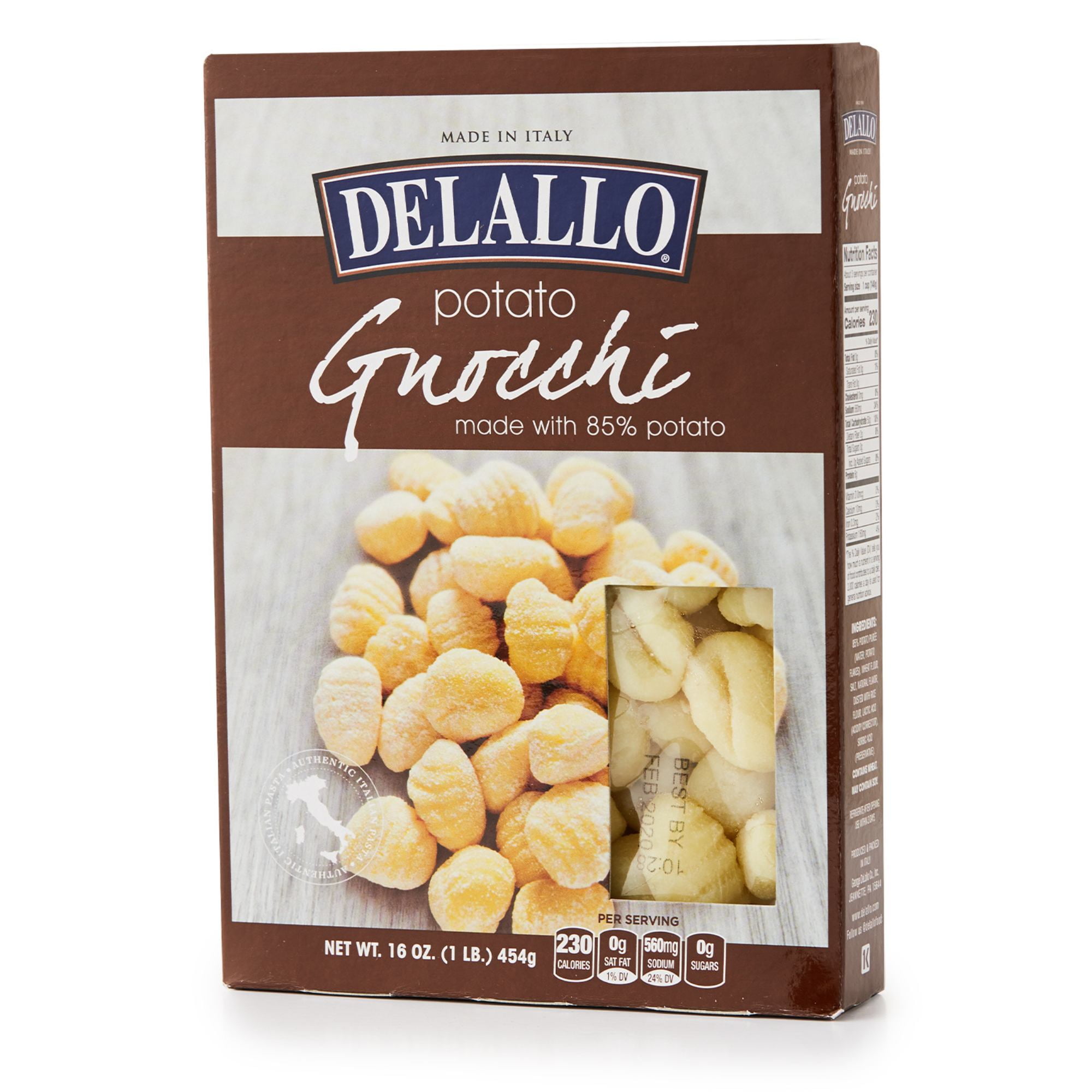DeLallo Potato Gnocchi Pasta, Made in Italy, Non-GMO, 16 oz Box