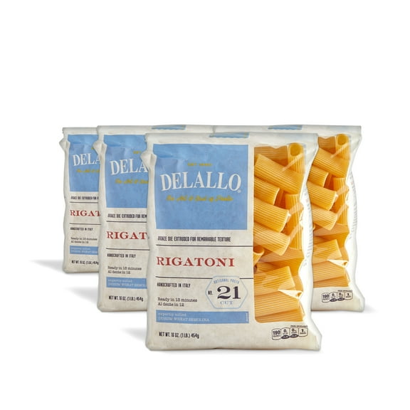 DeLallo Rigatoni Pasta, Non-GMO, Kosher, 16 oz Bag, (4 Pack)