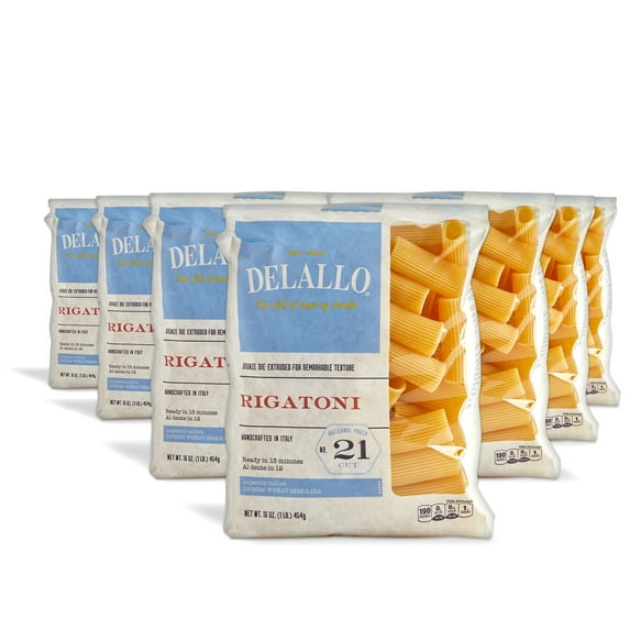 DeLallo Rigatoni Pasta, Non-GMO, Kosher, 16 oz Bag, (7 Pack)