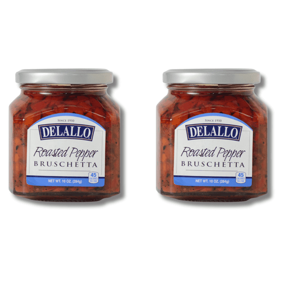DeLallo Roasted Red Pepper Bruschetta, Non-GMO, 10 oz Jar, (2 Pack)