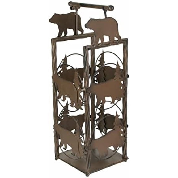 DeLeon Collections Rustic Metal Brown Bear Floor Standing Toilet Paper Holder with Extra Roll Storage, One Size$$Home Decor, Kitchen, & Other