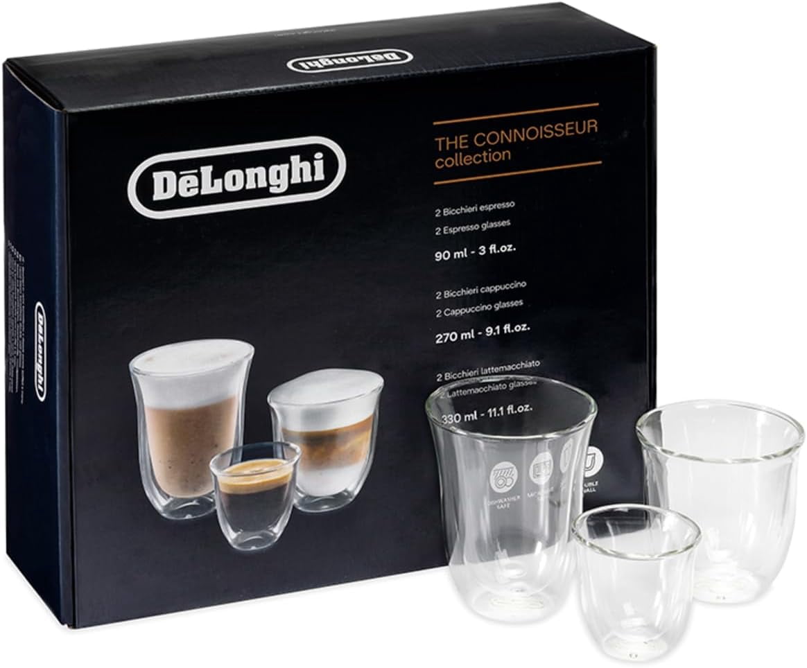 DeLonghi Coffee Connoisseur Glsses (set of 6): 2 Espresso, Cppuccino ...