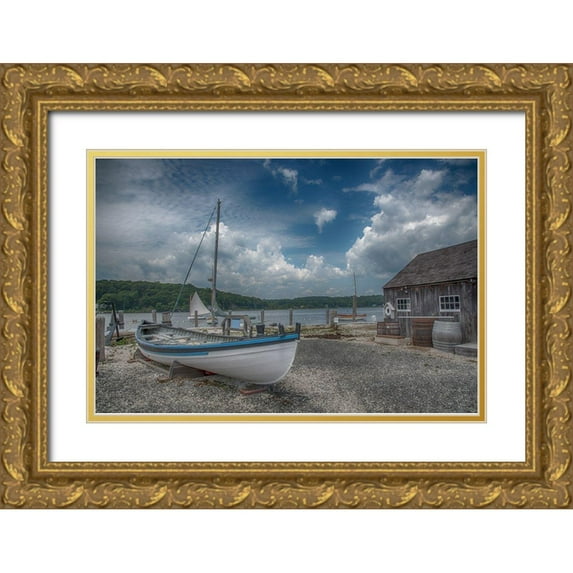 DeLuca, Pat 14x11 Gold Ornate Wood Framed with Double Matting Museum Art Print Titled - Mystic Seaport