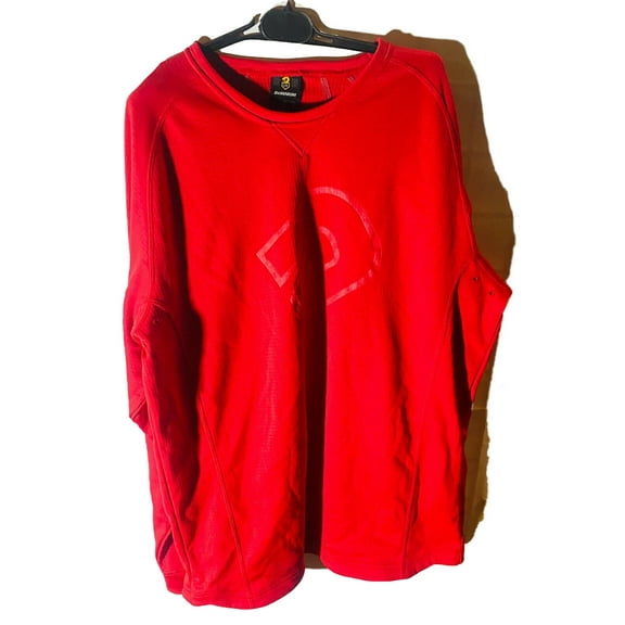 DeMarini Men's Heater Fleece Long-Sleeve Baseball Shirt Red - LARGE