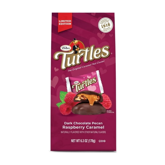 DeMet's Turtles, Dark Chocolate Raspberry Pecan Valentine's Bag, 6.3 oz
