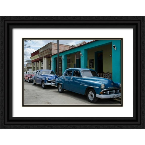 DeNardo, Laura 14x11 Black Ornate Wood Framed with Double Matting Museum Art Print Titled - Cars of Cuba VIII