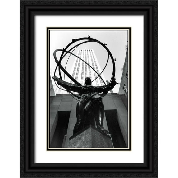 DeNardo, Laura 17x24 Black Ornate Wood Framed with Double Matting Museum Art Print Titled - Atlas at Rockefeller Center