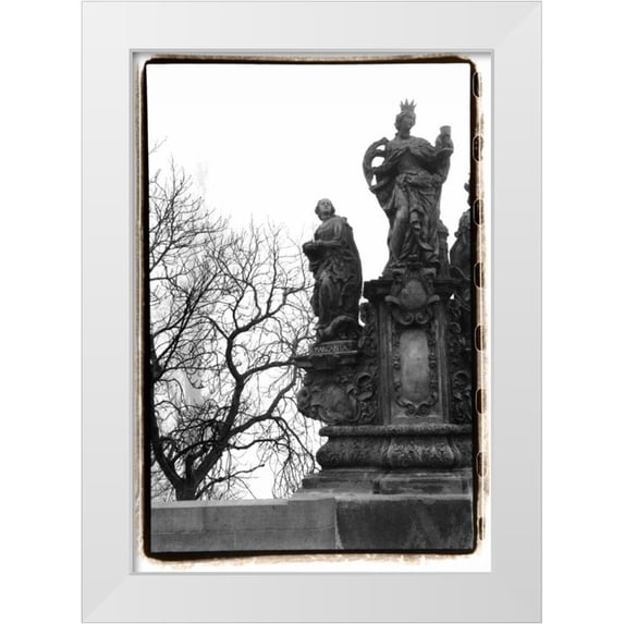 DeNardo, Laura 18x24 White Modern Wood Framed Museum Art Print Titled - Charles Bridge in Morning Fog III
