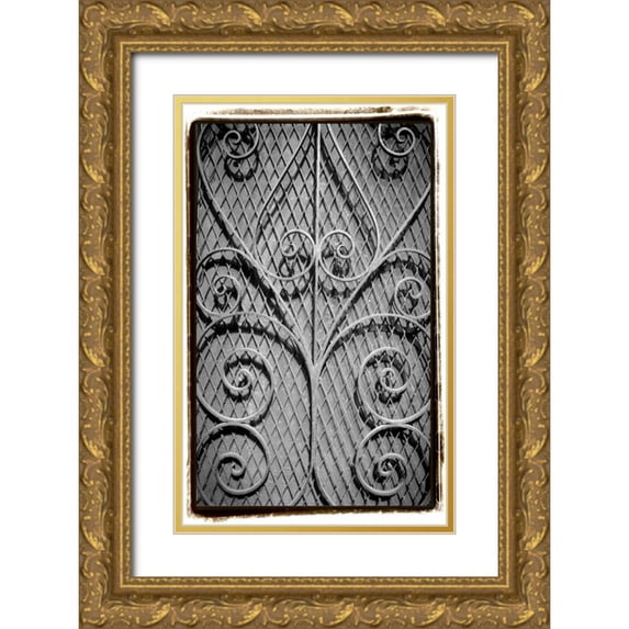 DeNardo, Laura 22x32 Gold Ornate Wood Framed with Double Matting Museum Art Print Titled - French Quarter Ironwork I
