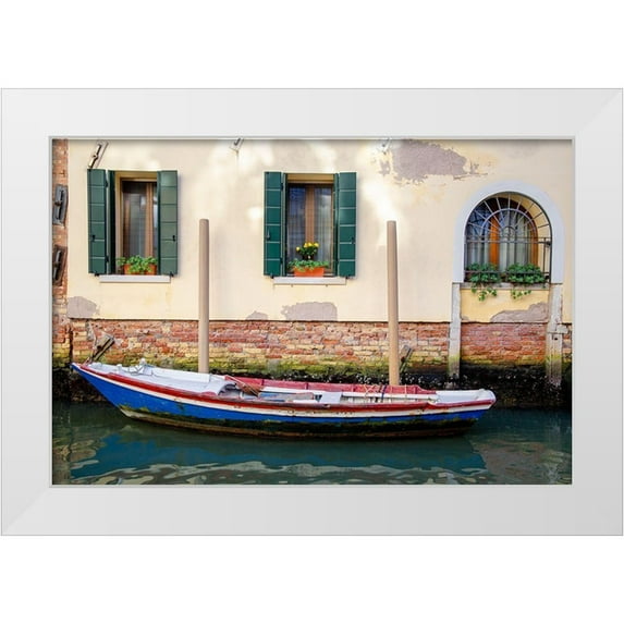 DeNardo, Laura 32x23 White Modern Wood Framed Museum Art Print Titled - Venice Workboats II