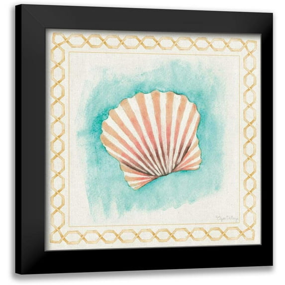 DeNeige, Elyse 12x12 Black Modern Framed Museum Art Print Titled - Coastal Mist Scallop
