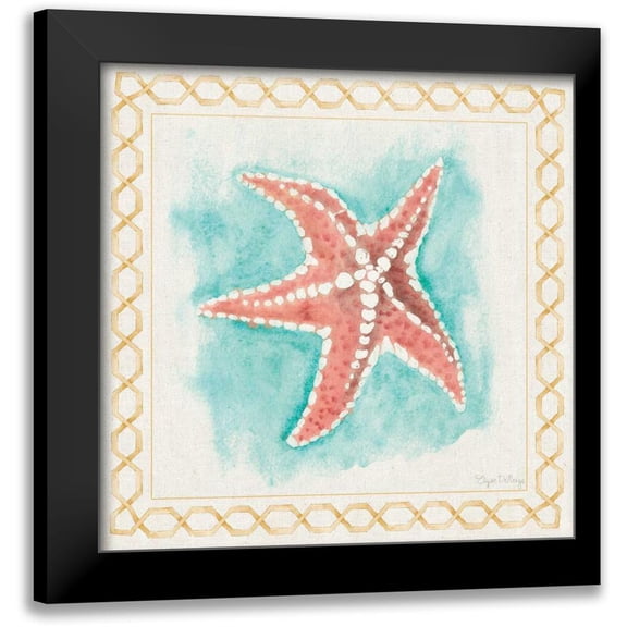 DeNeige, Elyse 12x12 Black Modern Framed Museum Art Print Titled - Coastal Mist Starfish