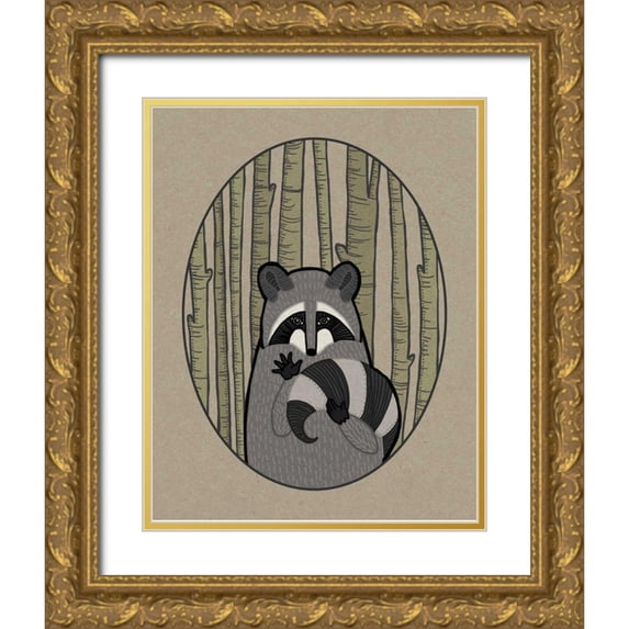 DeNeige, Elyse 15x18 Gold Ornate Wood Framed with Double Matting Museum Art Print Titled - Forest Friends II