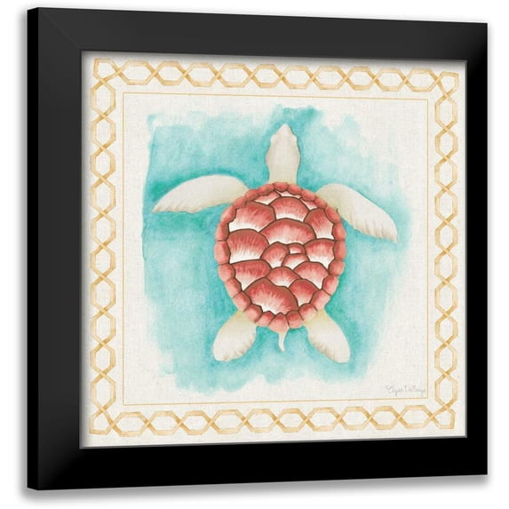 DeNeige, Elyse 20x20 Black Modern Framed Museum Art Print Titled - Coastal Mist Sea Turtle