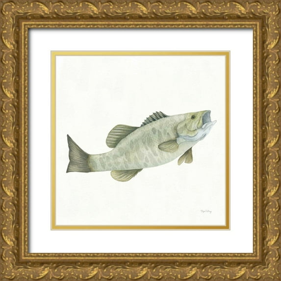 DeNeige, Elyse 20x20 Gold Ornate Wood Framed with Double Matting Museum Art Print Titled - Gone Fishin Small Mouth