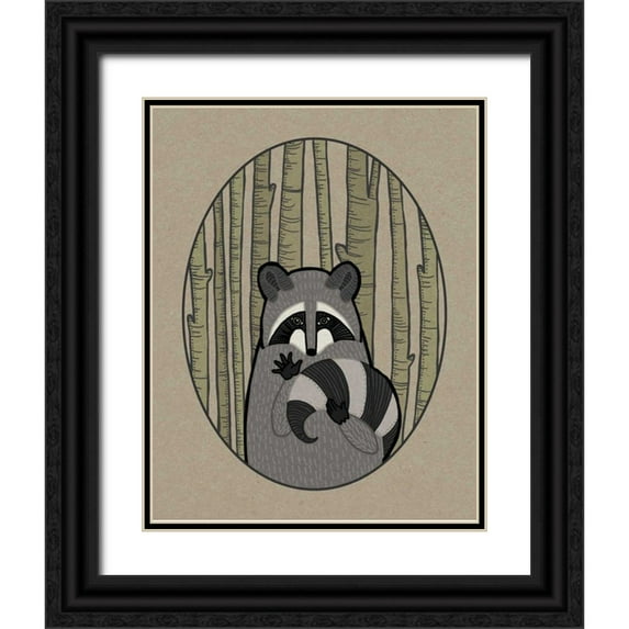 DeNeige, Elyse 20x24 Black Ornate Wood Framed with Double Matting Museum Art Print Titled - Forest Friends II