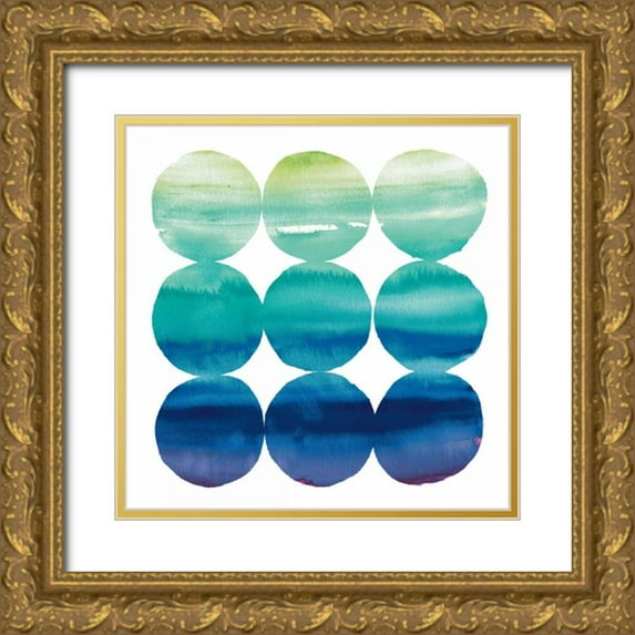 DeNeige, Elyse 26x26 Gold Ornate Wood Framed with Double Matting Museum Art Print Titled - Summer Dots III