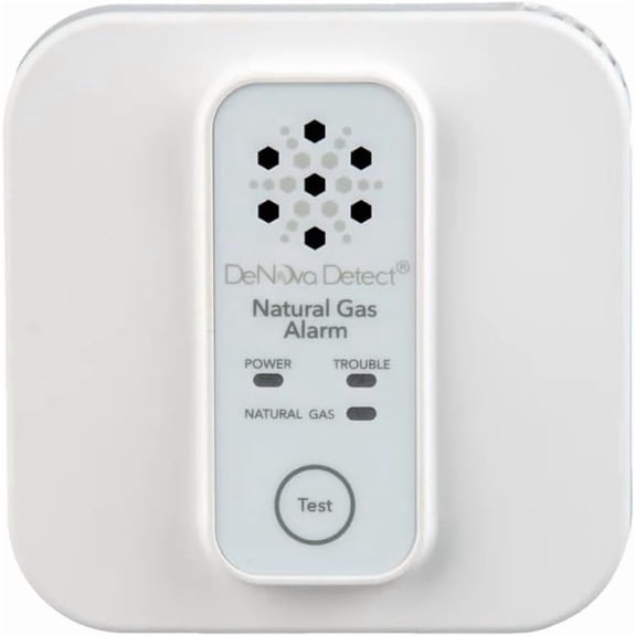 DeNova Natural Gas Detector Alarm 10-Year Battery, UL1484 Listed Gas Leak Alert with English/Spanish Voice Warnings, Wall Mount, No Outlet Needed, Home Safety Monitoring Sensor