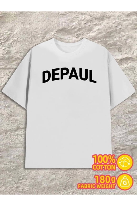 DePaul T-Shirt men's 180G 100% Cotton white Vintage Unisex Shirt Crewneck tshirts Retro Unisex Shirt Graphic tshirts Basic Unisex Shirt Graphic tshirts
