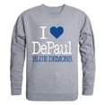thumbnail image 1 of DePaul University I Love Crewneck T-Shirt, Heather Grey - Small, 1 of 1