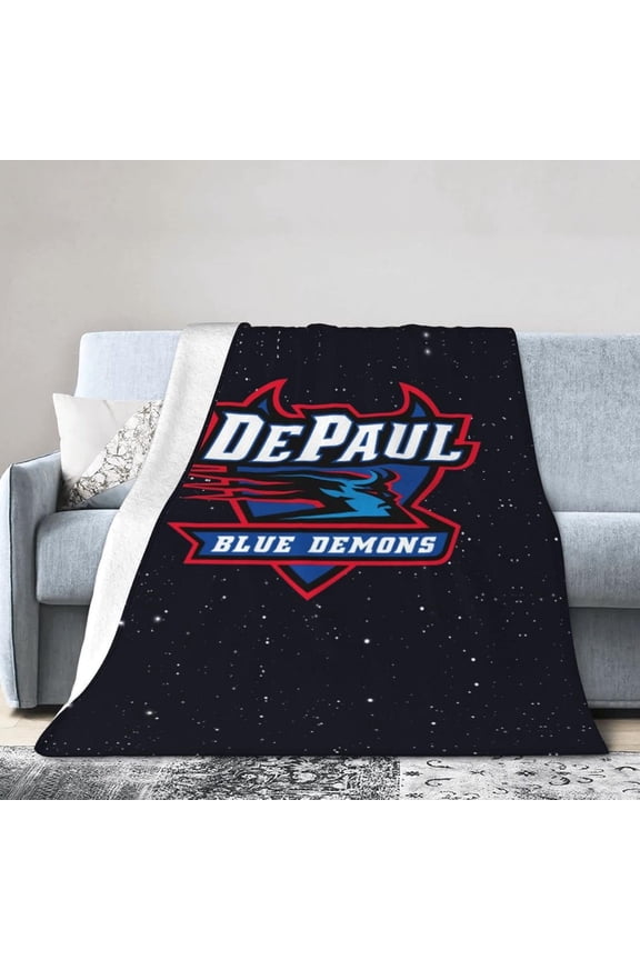 DePaul University Logo Fleece Blanket, Very Soft Microfiber Flannel Blanket for Couch Warm and Cozy for All Seasons