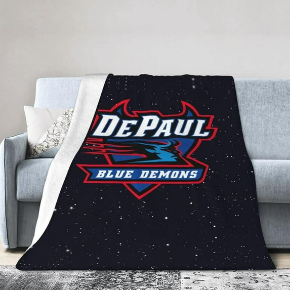 DePaul University Logo Fleece Blanket, Very Soft Microfiber Flannel Blanket for Couch Warm and Cozy for All Seasons