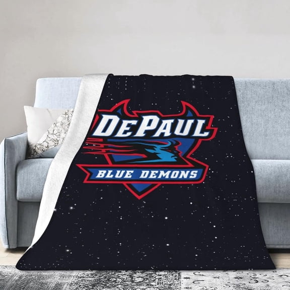 DePaul University Logo Fleece Blanket, Very Soft Microfiber Flannel Blanket for Couch Warm and Cozy for All Seasons