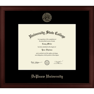 DePauw University Diploma Frame, Document Size 10" x 8"