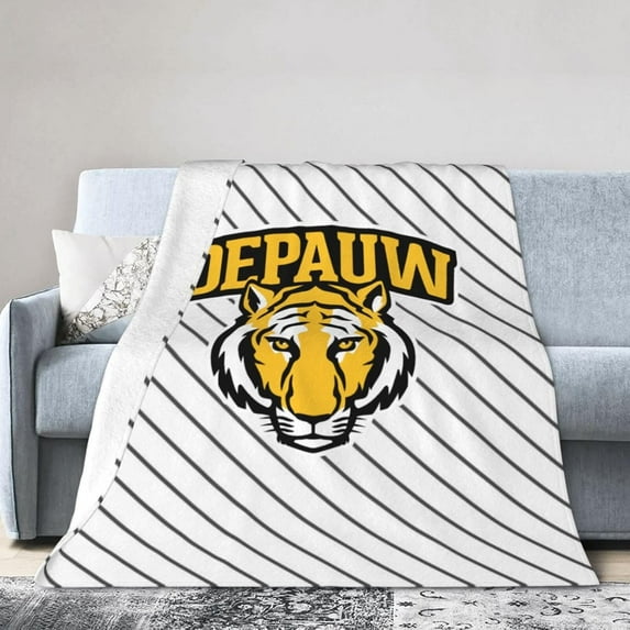DePauw University Logo Fleece Blanket, Very Soft Microfiber Flannel Blanket for Couch Warm and Cozy for All Seasons