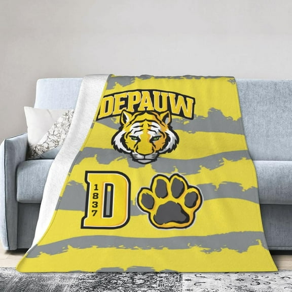 DePauw University Logo Fleece Blanket, Very Soft Microfiber Flannel Blanket for Couch Warm and Cozy for All Seasons