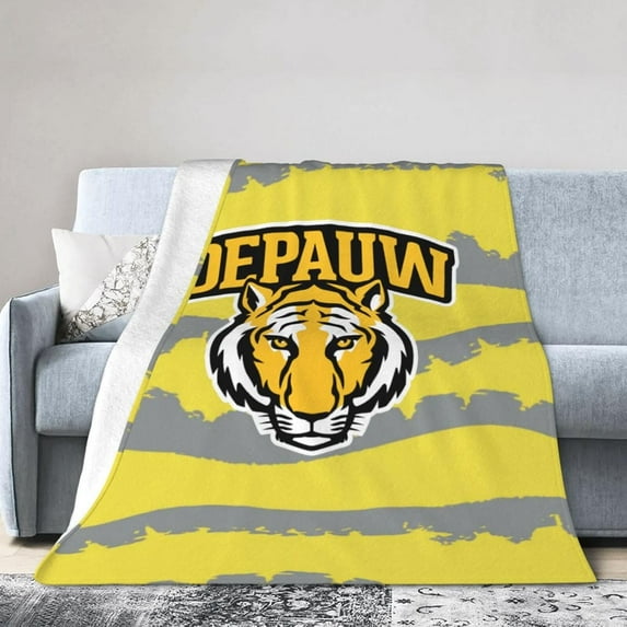 DePauw University Logo Fleece Blanket, Very Soft Microfiber Flannel Blanket for Couch Warm and Cozy for All Seasons
