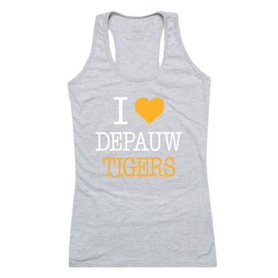 DePauw University Tigers Women I Love Tank Top, Heather Grey - Extra Large