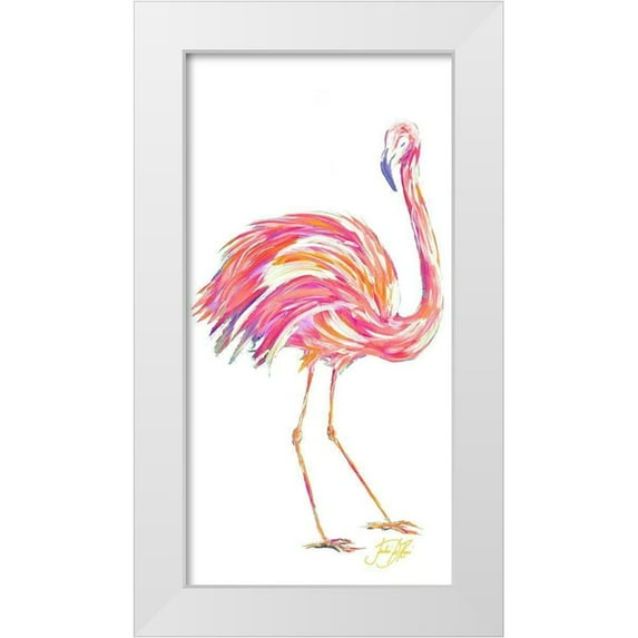 DeRice, Julie 11x18 White Modern Wood Framed Museum Art Print Titled - Punchy Flamingo II