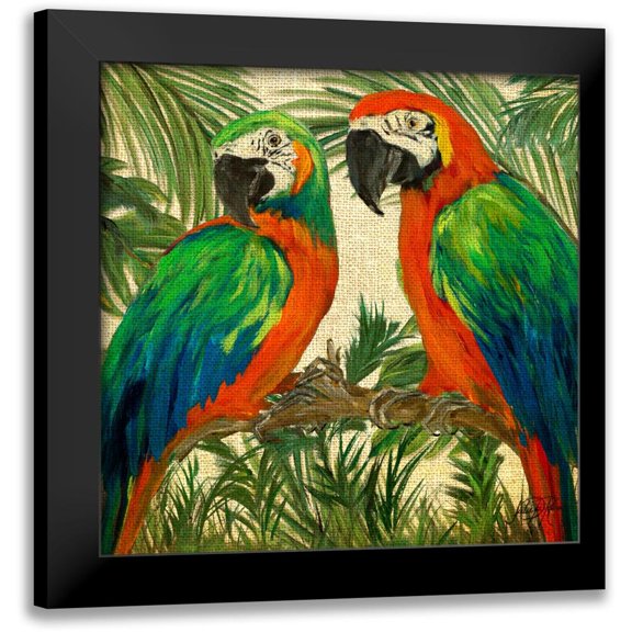 DeRice, Julie 12x12 Black Modern Framed Museum Art Print Titled - Island Birds Square on Burlap I